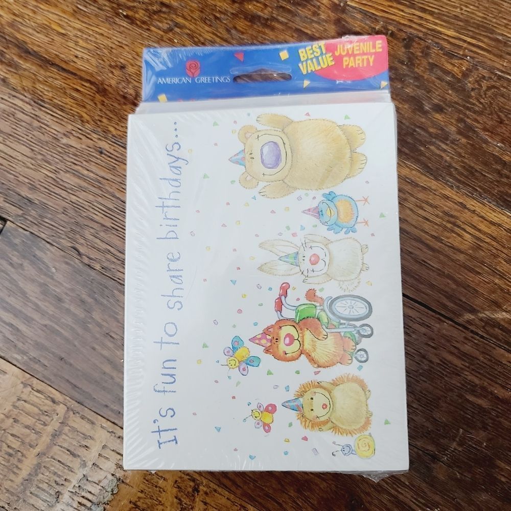 NWT Vintage American Greetings Made in USA Animals Butterfly Party Invitations
